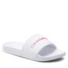 Mules / Sandales De Bain Calvin Klein Jeans Slide Bold Institutional YW0YW00720 White/Neon Pink 0LA -Chaussure Soldes Boutique mules sandales de bain calvin klein jeans slide bold institutional yw0yw00720 white neon pink 0la