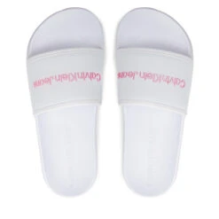 Mules / Sandales De Bain Calvin Klein Jeans Slide Bold Institutional YW0YW00720 White/Neon Pink 0LA -Chaussure Soldes Boutique mules sandales de bain calvin klein jeans slide bold institutional yw0yw00720 white neon pink 0la 4