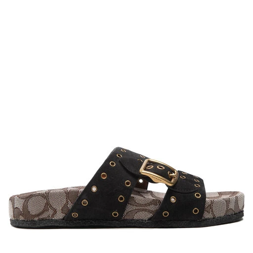 Mules / Sandales De Bain Coach Ally Suede CA460 Black/Oak 4 Mules / Sandales De Bain Coach Ally Suede CA460 Black/Oak – Image 2