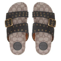 Mules / Sandales De Bain Coach Ally Suede CA460 Black/Oak 12 Mules / Sandales De Bain Coach Ally Suede CA460 Black/Oak -Chaussure Soldes Boutique mules sandales de bain coach ally suede ca460 black oak 4