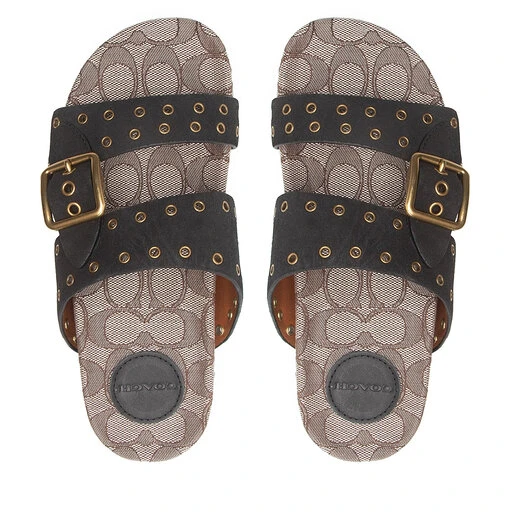 Mules / Sandales De Bain Coach Ally Suede CA460 Black/Oak 7 Mules / Sandales De Bain Coach Ally Suede CA460 Black/Oak – Image 5