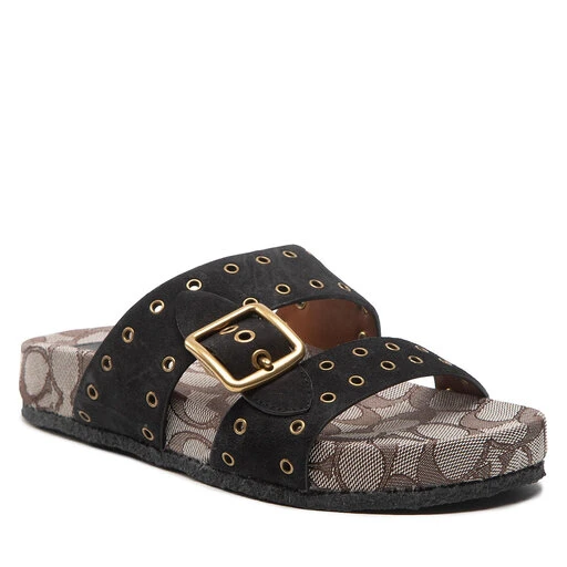 Mules / Sandales De Bain Coach Ally Suede CA460 Black/Oak 3 Mules / Sandales De Bain Coach Ally Suede CA460 Black/Oak