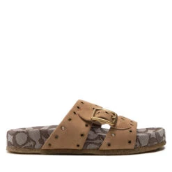 Mules / Sandales De Bain Coach Ally Suede CA460 Peanut/Oak -Chaussure Soldes Boutique mules sandales de bain coach ally suede ca460 peanut oak 1