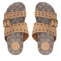 Mules / Sandales De Bain Coach Ally Suede CA460 Peanut/Oak -Chaussure Soldes Boutique mules sandales de bain coach ally suede ca460 peanut oak 4