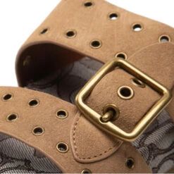 Mules / Sandales De Bain Coach Ally Suede CA460 Peanut/Oak -Chaussure Soldes Boutique mules sandales de bain coach ally suede ca460 peanut oak 5