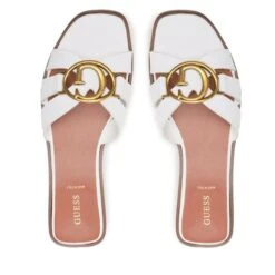 Mules / Sandales De Bain Guess Symo Made In Italy FL6SYM LEA19 WHITE -Chaussure Soldes Boutique mules sandales de bain guess symo made in italy fl6sym lea19 white 4