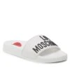 Mules / Sandales De Bain LOVE MOSCHINO JA28052G1GI14100 Bianco/Logo Nero -Chaussure Soldes Boutique mules sandales de bain love moschino ja28052g1gi14100 bianco logo nero