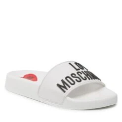 Mules / Sandales De Bain LOVE MOSCHINO JA28052G1GI14100 Bianco/Logo Nero