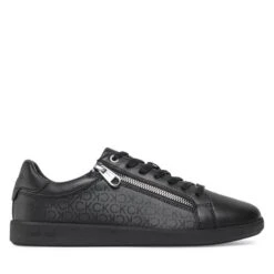 Sneakers Calvin Klein Low Top Lace Up W/Zip Mono HM0HM00876 Seasonal Mono Mix 0GK -Chaussure Soldes Boutique sneakers calvin klein low top lace up w zip mono hm0hm00876 seasonal mono mix 0gk 1