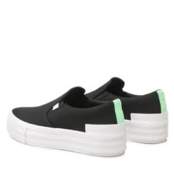 Tennis Calvin Klein Jeans Vulc Flatf Bold Slipon Fluo Cont YW0YW00905 Black/Live Mist 0GN -Chaussure Soldes Boutique tennis calvin klein jeans vulc flatf bold slipon fluo cont yw0yw00905 black live mist 0gn 2